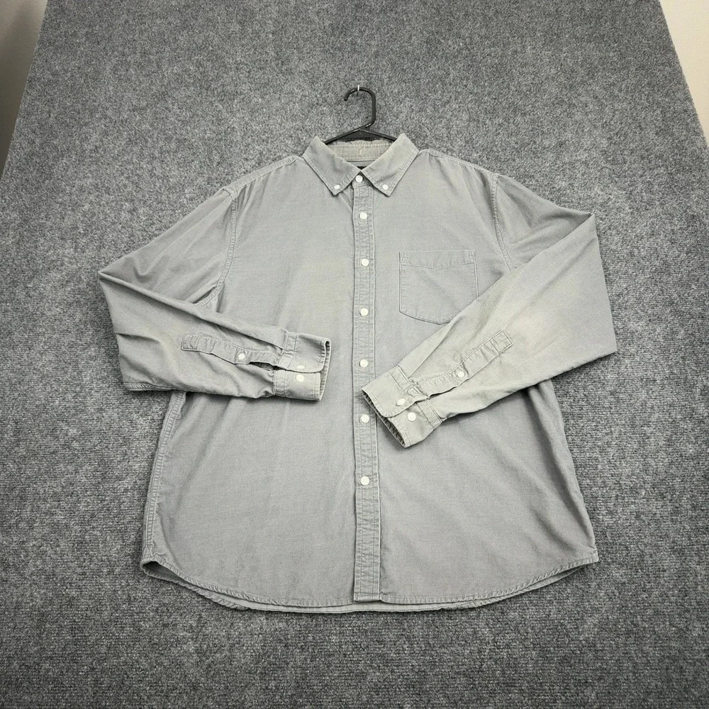 Banana Republic Button Down Shirt Mens L Grey Cotton Corduroy Slim Fit Casual